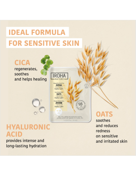 IROHA NATURE Maska sejai Hydra Calm ar auzām, tūlītēji nomierinoša 20ml