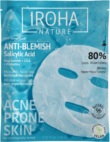 IROHA NATURE ACNE PRONE Anti-Blemish Face Sheet Mask with Salicylic Acid