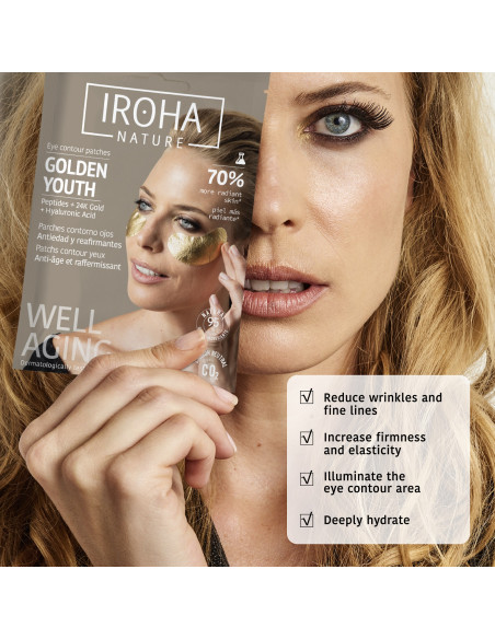 IROHA NATURE Plāksteri - maska  ar 24K Zeltu acu zonas kopšanai 12ml