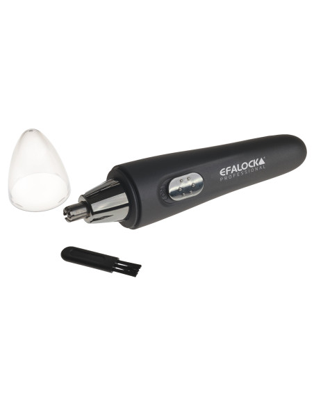 Efalock MICROTRIMMER black mini nose and ear hair trimmer with 7 mm steel head and LED light