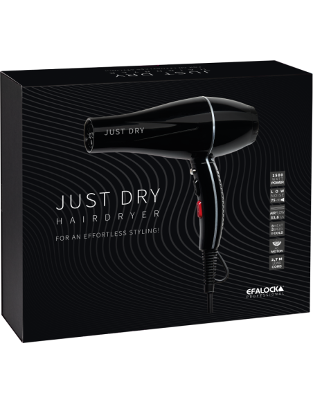 Efalock JUST DRY black 1500 W hair dryer with AC motor and cool-air button