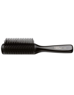 Flat hairbrush with plastic...