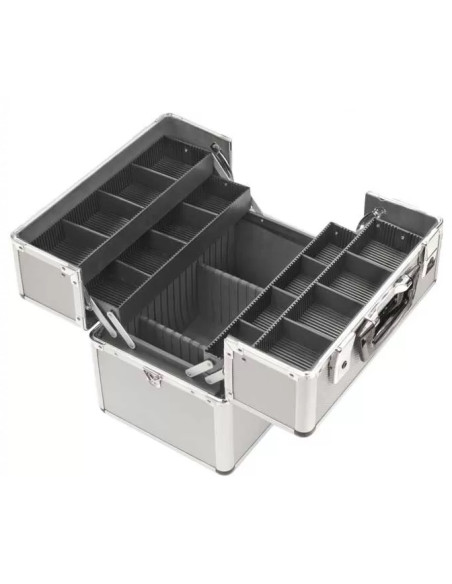 Hairdressing and beauty case with shoulder strap, 37 × 23 × 28 cm, Vanitex-5 Silver
