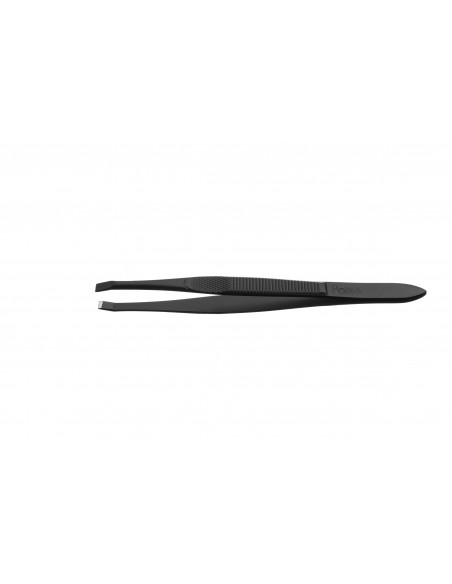Tweezers, straight, black, 9cm