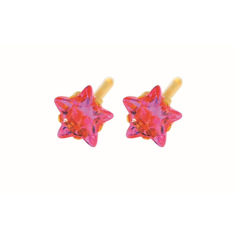 Fashion Sense Earrings G/P 5MM PINK STAR pair