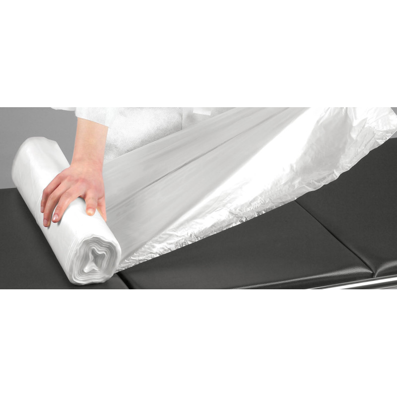 Bed sheet, polyethylene, 170cmx50m, 25 pcs./roll, disposable