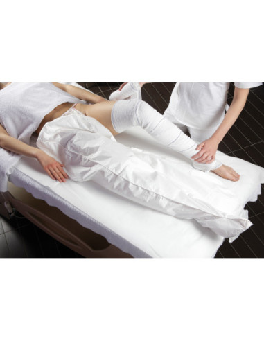 Trousers for lymphatic drainage / pressotherapy, with foot un rubber, non-woven + polyethylene, disposable, 50 pcs.