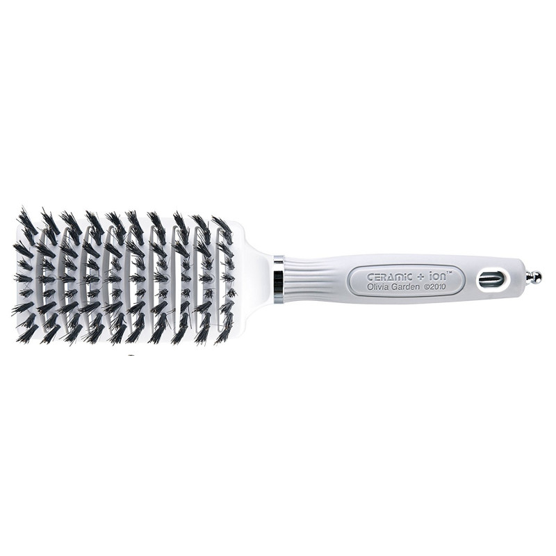 Venting brush OLIVIA GARDEN TURBO VENT 100% BOAR, wild boar bristles, ceramic, with ion,  antistatic, With 9 rows