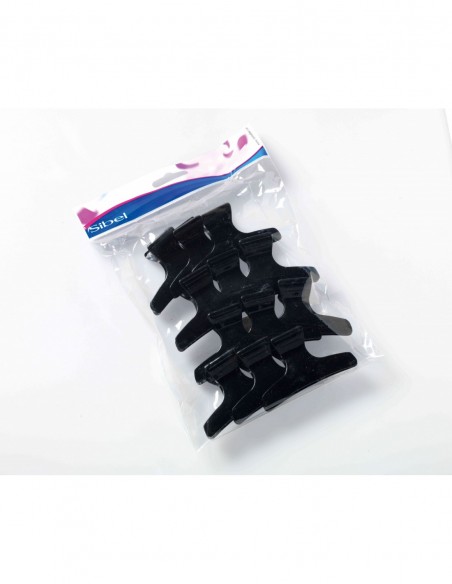 Clips, plastic, black, 8cm, 12pcs.
