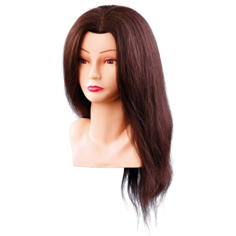 Mannequin head ELLEN with shoulders, 100% natural hair, 40 cm