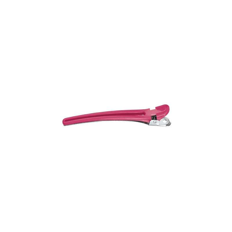 Clips for splitting and pinning hair, plastic, aluminum, pink, 9.5cm, 10pcs. / pack.