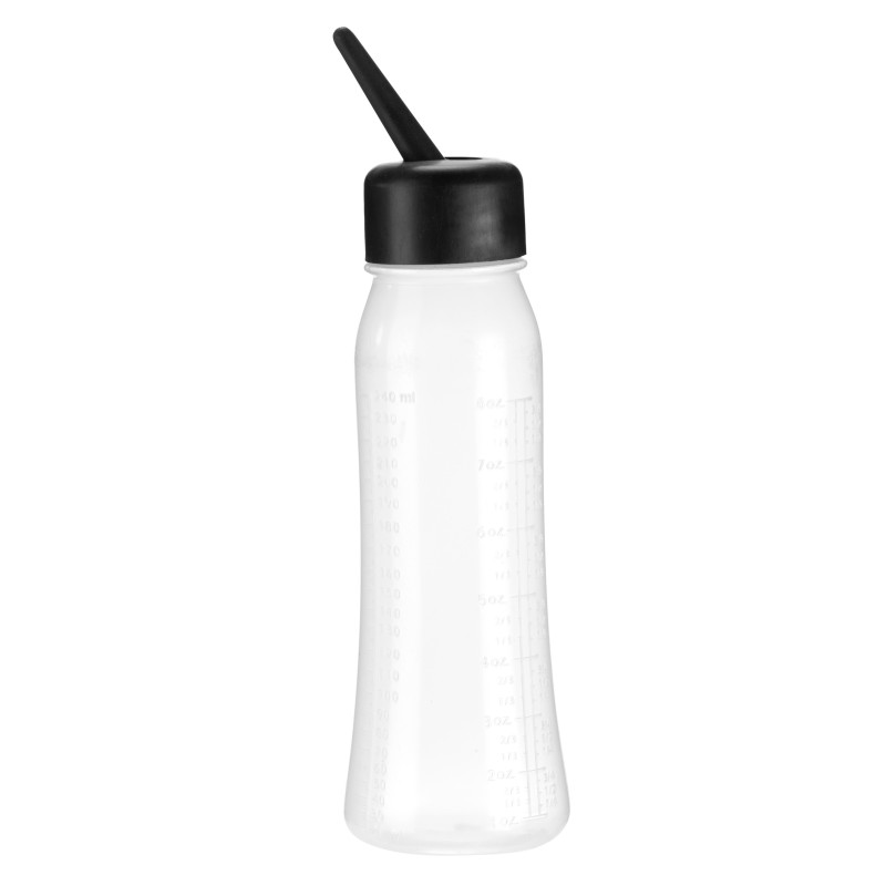Мерный стакан,для завивки волос,прозрачный-белый,с черной крышкой,пластмассовый,240мл, 1шт.