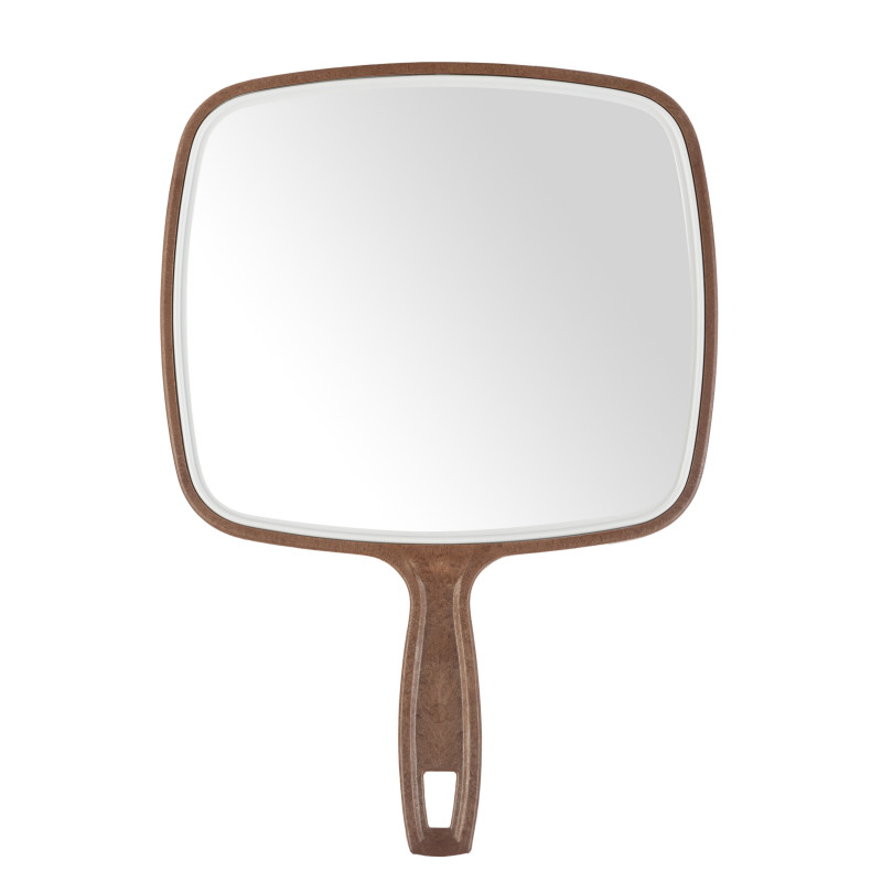 Mirror with handle, rectangle, 22,5x32 cm, imitation wood