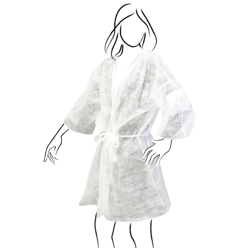 Kimono, neausta materiāla, vienreizlietojams, balts, 10 gab./iep.