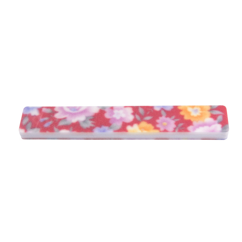 Nail file, straight, wide, flower, red / yellow / blue, 1pc.