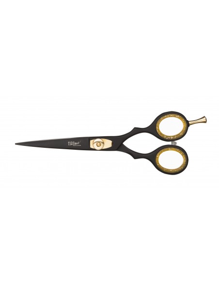 Frizieru šķēres 5.5" BLACK MATT, žiletes asmens