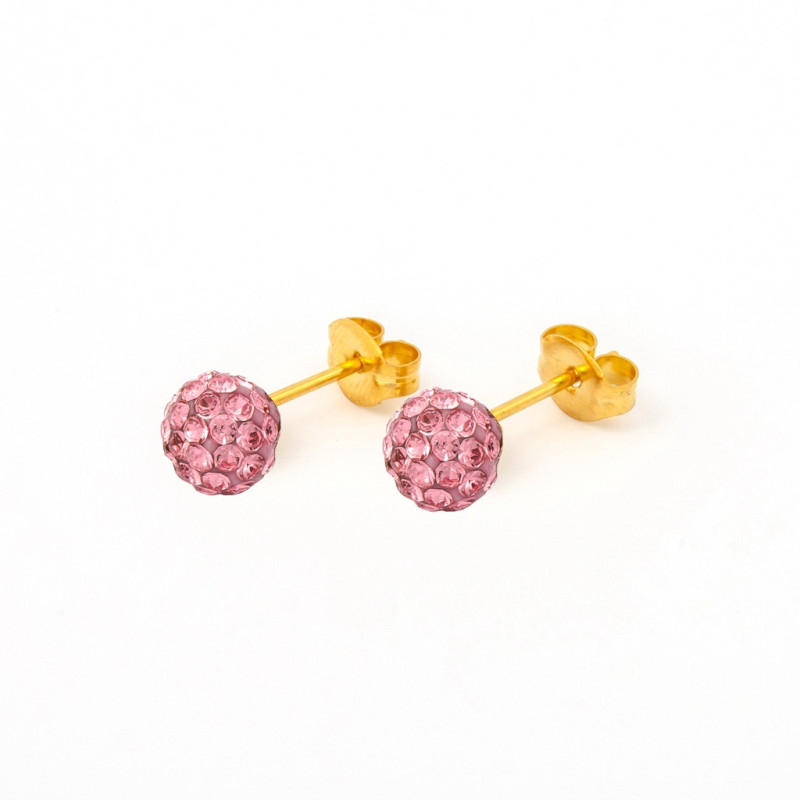 Fashion Sense Earrings Glitterball 6mm Light Rose pair