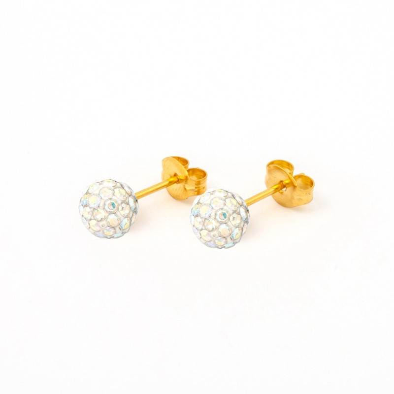 Fashion Sense Earrings Glitterball 6mm Rock Crystal pair