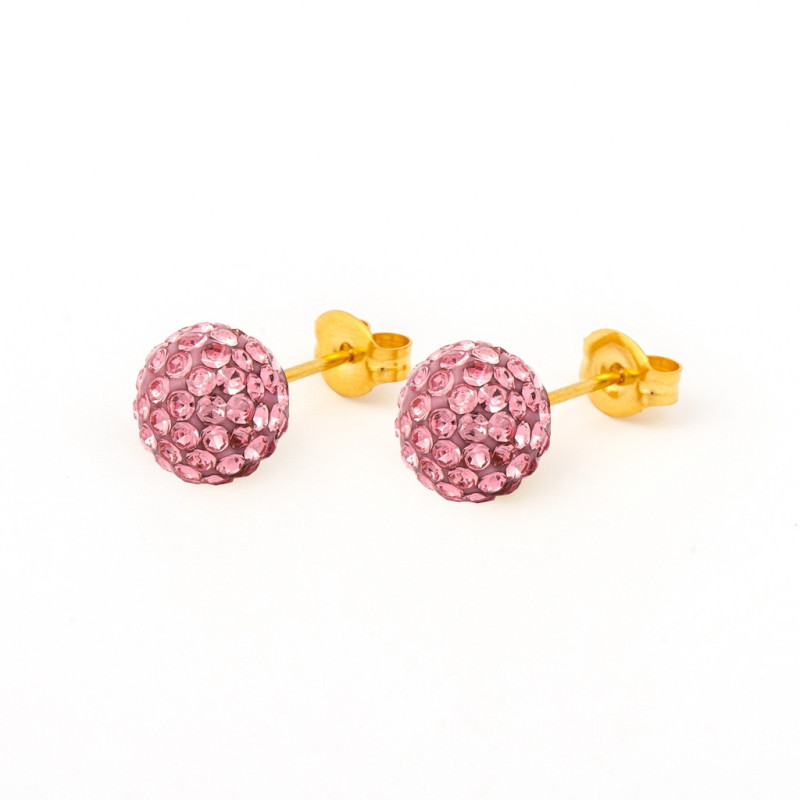 Fashion Sense Earrings Glitterball 8mm Light Rose pair