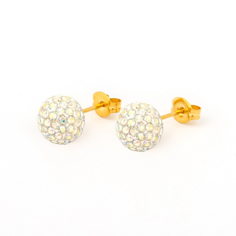 Fashion Sense Earrings Glitterball 8mm Rock Crystal pair