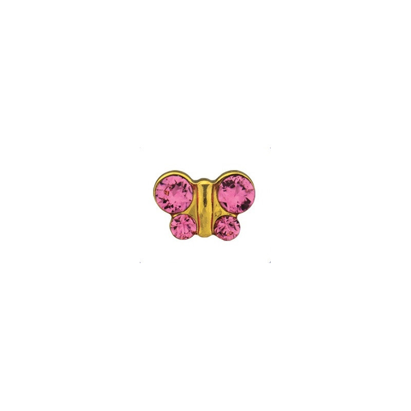 Earrings Butterflies Pink, shape with stone, pair