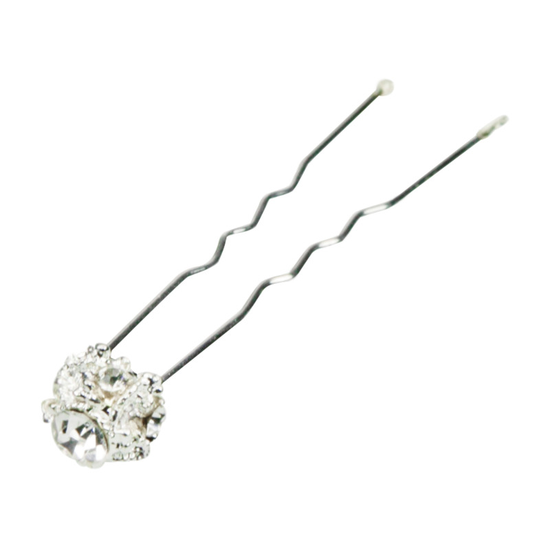 Hair clip, decorative, silver crystal 2 pieces