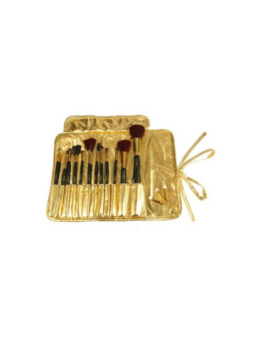 Purse with different makeup brushes, golden, 12pcs / comp.