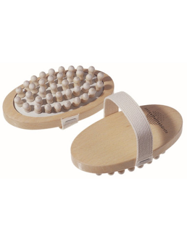 Massage brush, anti-cellulite, beech wood, with wooden bristles, 1 pc.