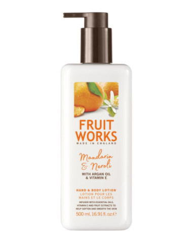 FRUIT WORKS Losjons rokām-ķermenim, mandarīns/apelsīna ziedi 500ml