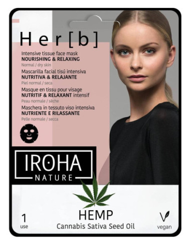 IROHA NATURE HER[B] face sheet mask with hemp seed oil 1psc