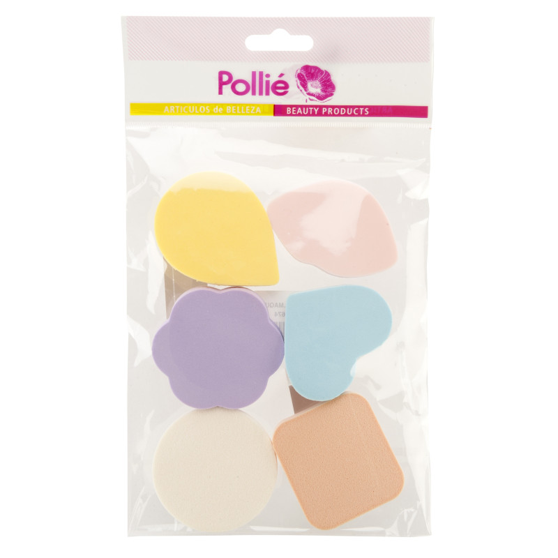 Latex sponge, makeup, different shapes, color, 6pcs / pack.
