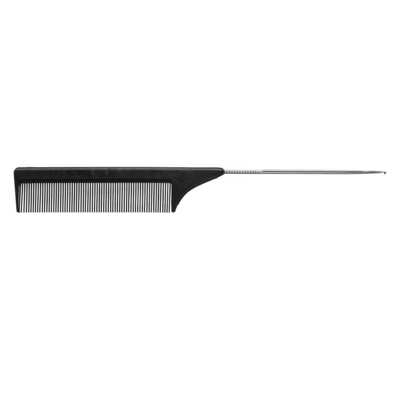 Comb with hook for dyeing strands, black.