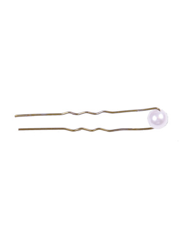 Bobby pins, decorative, blonde, pearl 6 pieces
