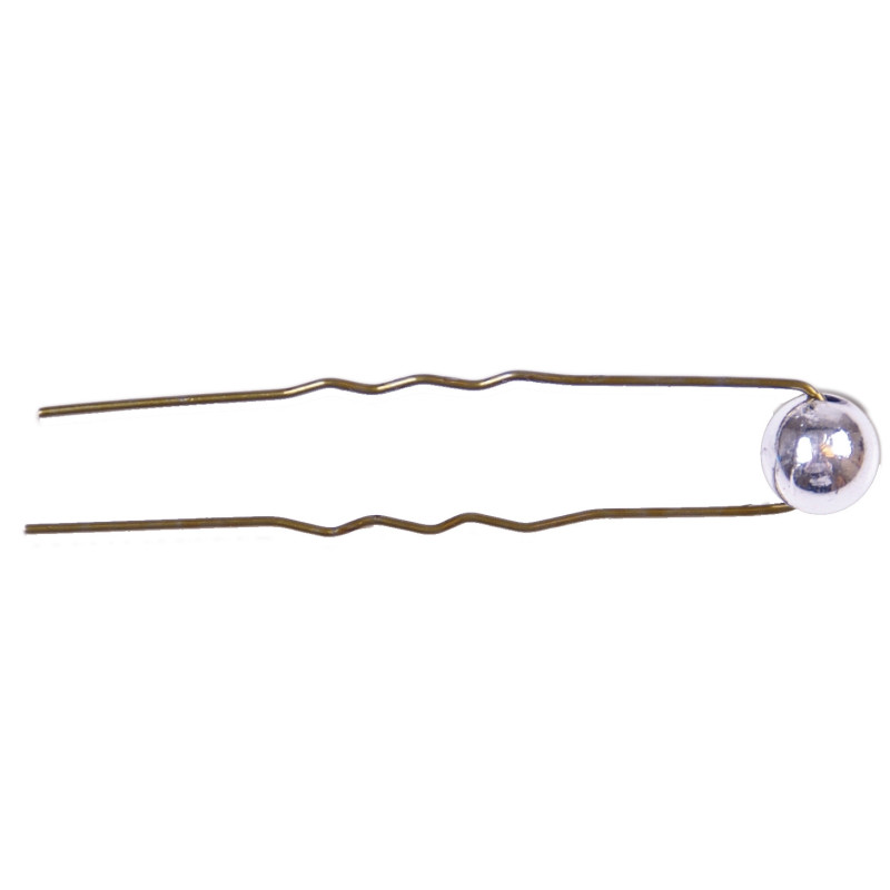 Bobby pins, decorative, blonde, silver pearl 6 pieces