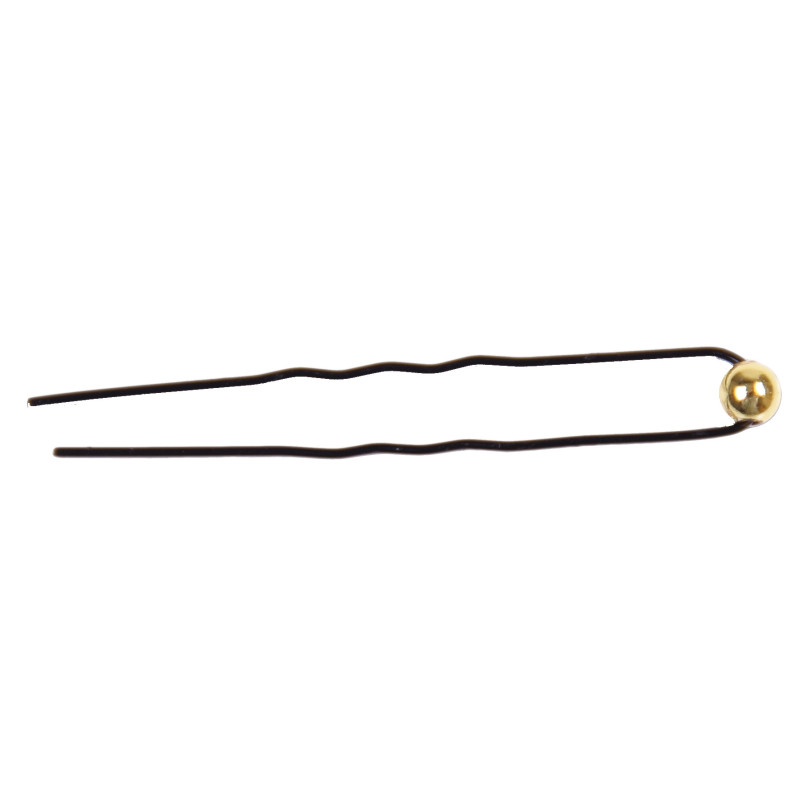 Bobby pins, decorative, black, gold pearl 12 pieces