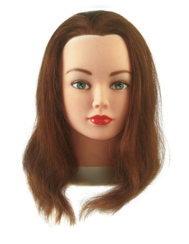 Manekena galva CATHY, 100% dabīgi mati, 15-40cm