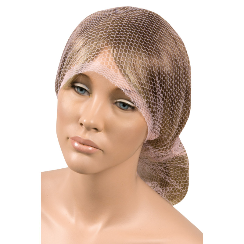Net for hair,triangular shape,with finished edge,light rose,1 piece.