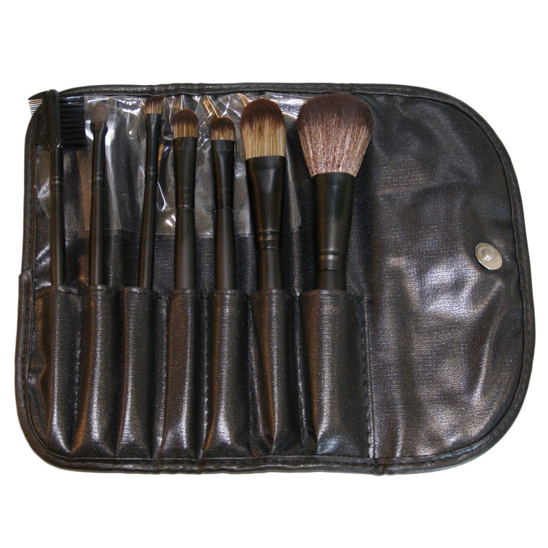 Bag with different makeup brushes, synthetic bristles, black 7pcs / comp.