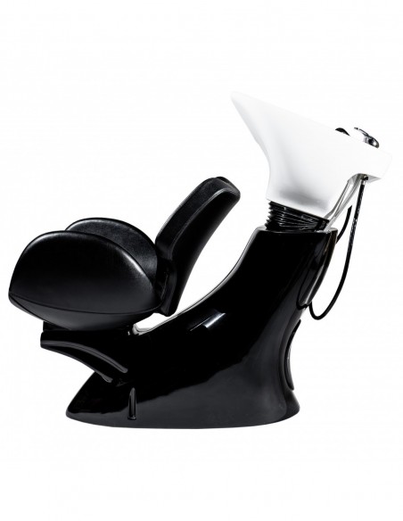 Hairdresser Wash Unit Kansas with Black Eco-Leather Chair and White Ceramic Basin