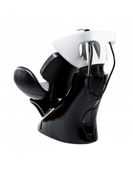 Hairdresser Wash Unit Kansas with Black Eco-Leather Chair and White Ceramic Basin