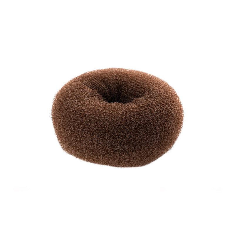 Hair bun, rounded, 4.5cm, brown