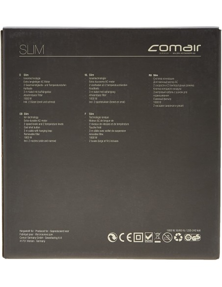 Hair dryer SLIM with tourmaline and ions, 1800W