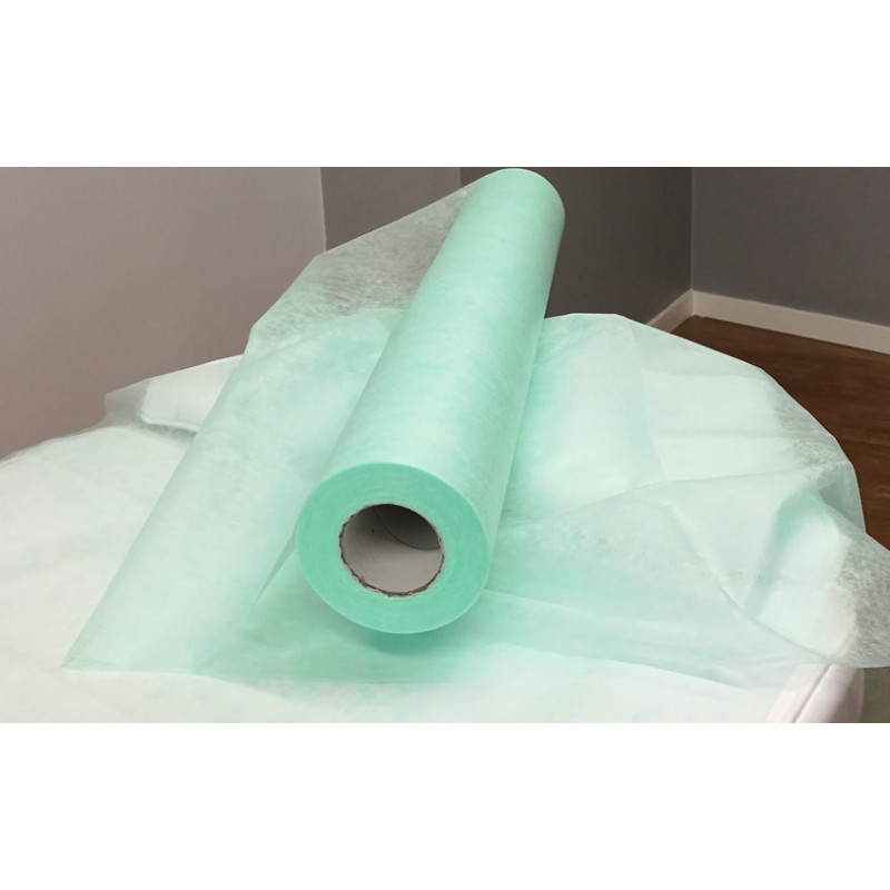 Non woven viscose bedsheet in roll, green, 60cmx80m
