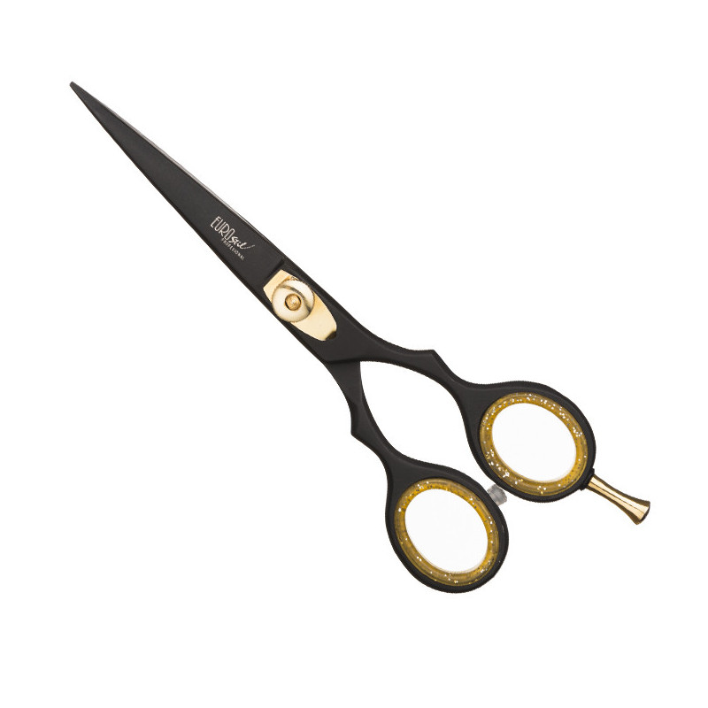 Hairdressing scissors 5.5 "BLACK MATT, razor blade