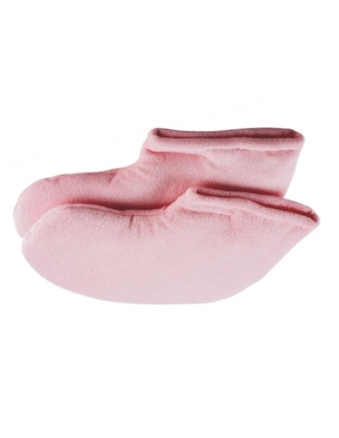 Cotton booties for paraffin treatments, 1 pair, pink/white color