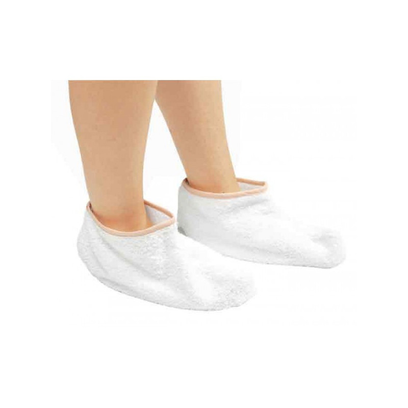 Cotton booties for paraffin treatments, 1 pair, white