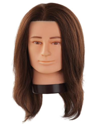 Учебная голова манекена SIMON, мужская, 100% натуральные волосы, 35см