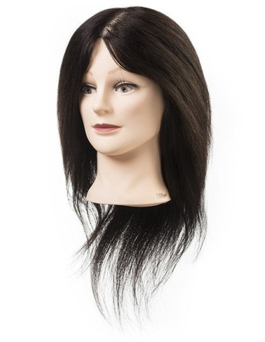Mannequin head EMILY with eyelashes, 100% natural hair, 35-40cm