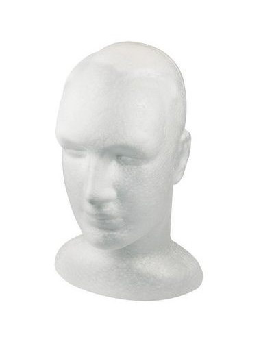 Mannequin head Cesar, male, polystyrene, white