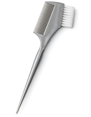 Comb with brush for painting, gray with white bristles
